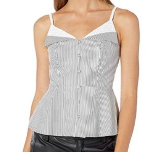 BCBG - Sleeveless Peplum Pinstripe Top